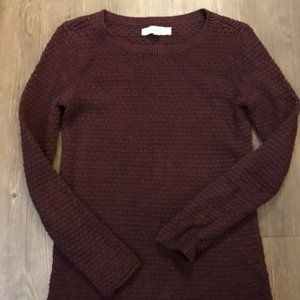 LOFT Burgundy Waffle Weave Sweater (S)